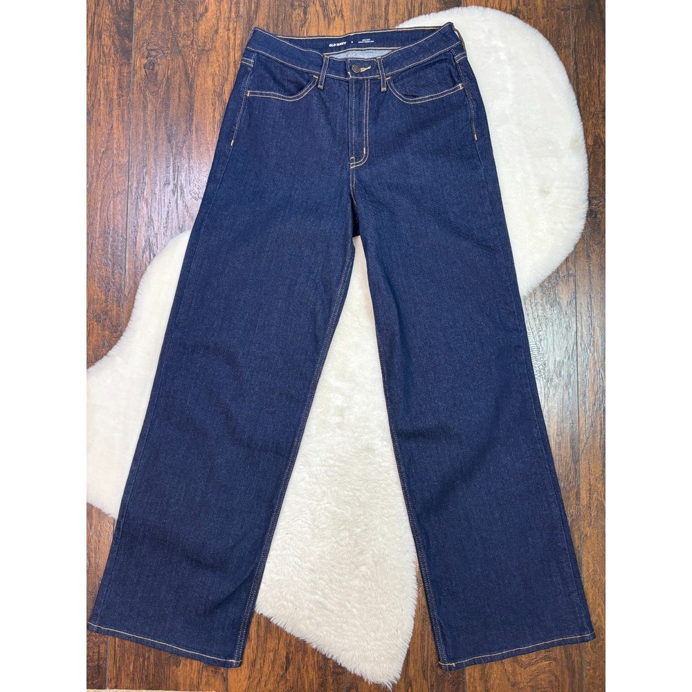 Old Navy Jeans 8 Wow Wide Leg Dark Indigo Wash Contrast Stitching High-Rise